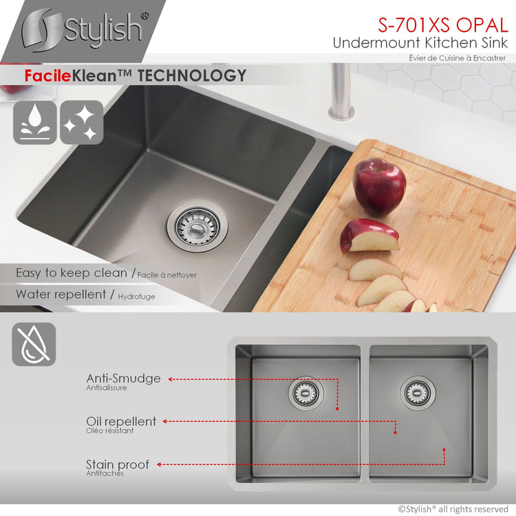 32 L x 18 W-inch Undermount Double Bowl 16G Stainless Steel Kitchen Sink with Strainers Pearl Silver