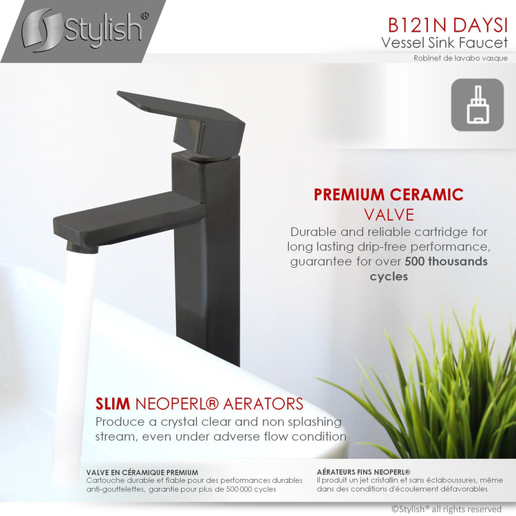 Single Hole Single-Handle Vessel Bathroom Faucet in Matte Black