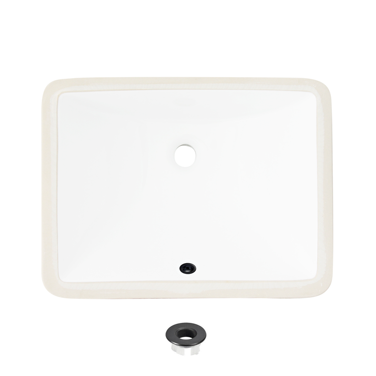 Porcelain Rectangular 20 3/4-inch Undermount Bathroom Sink with Matte Black Overflow