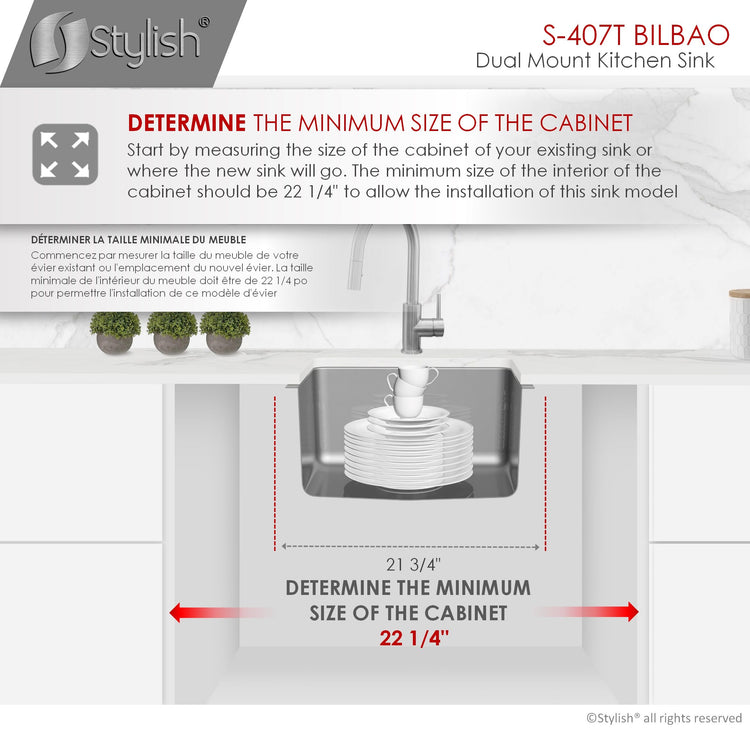 22L x 18W-inch Dualmount Single Bowl 18 Gauge Stainless Steel Kitchen Sink with Strainer