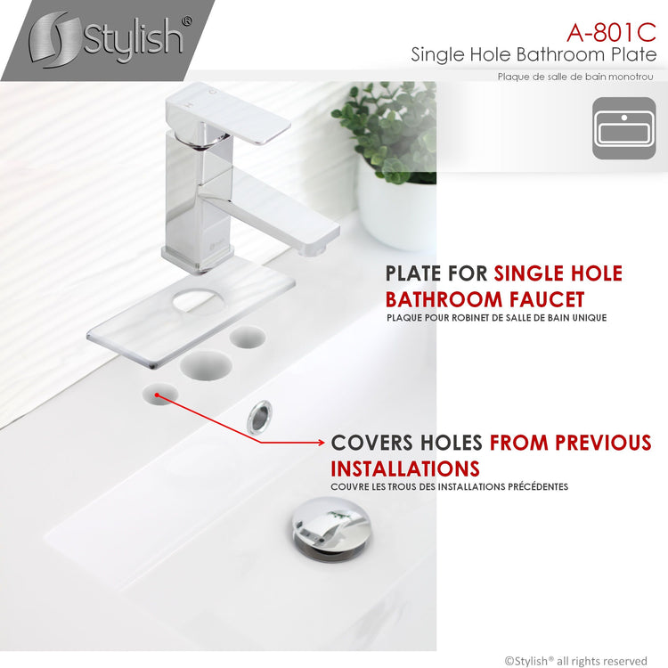 Single Hole Bathroom Faucet Plate in Polished Chrome