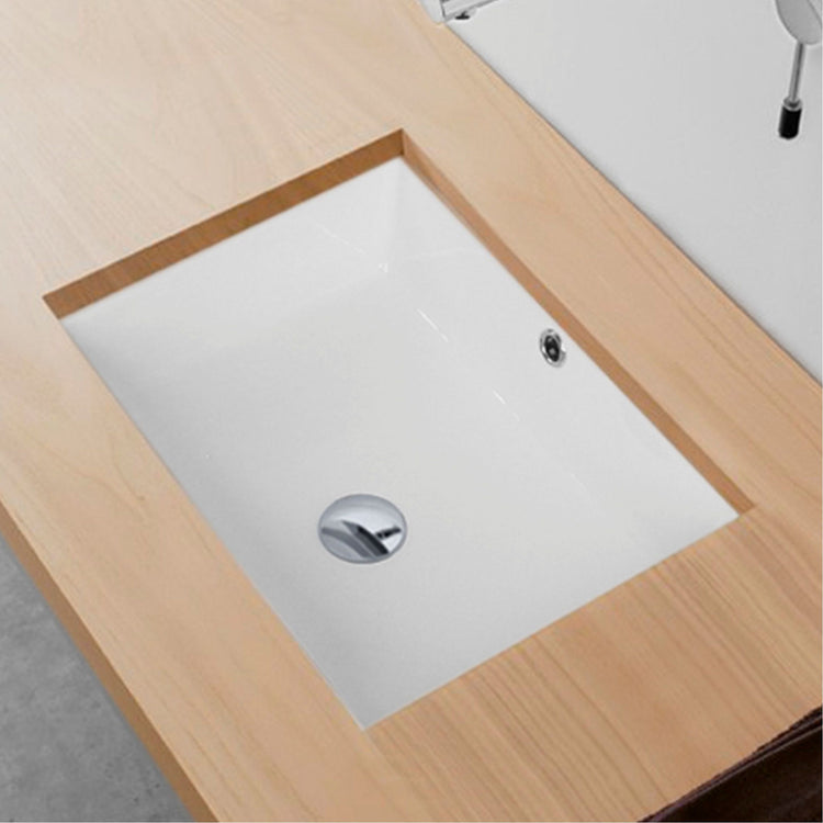 Porcelain Rectangular 20 inch Undermount Bathroom Sink with Overflow