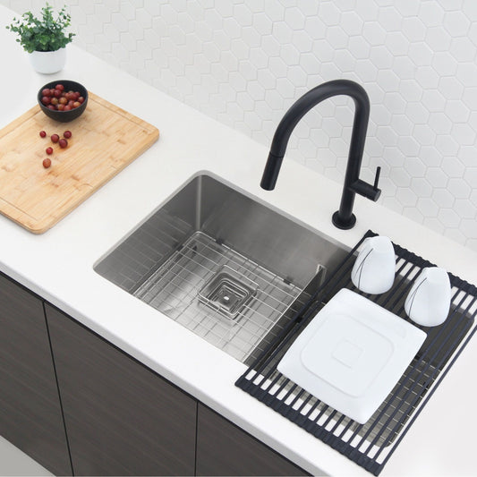 Stylish - Single Handle Pull Down Sprayer Kitchen Faucet in Matte Black Finish