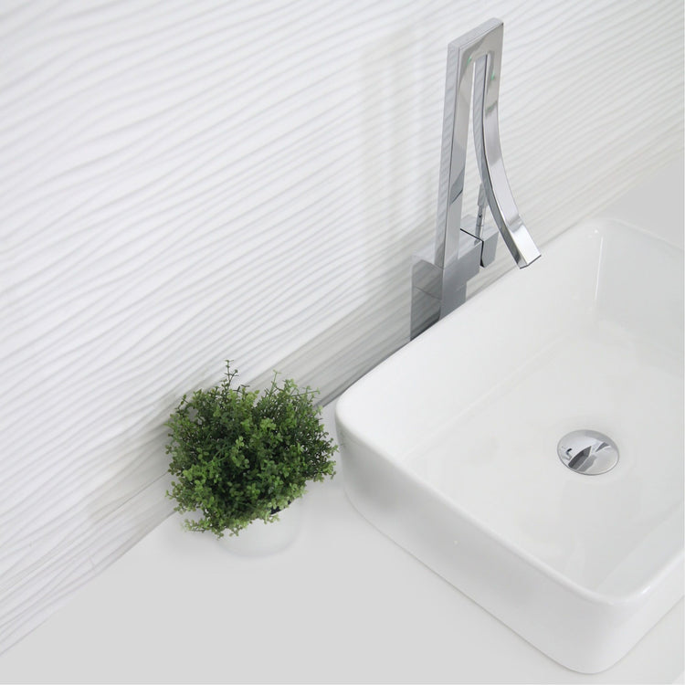 Porcelain Rectangular 18 3/4-inches TopMounted Vessel Bathroom Sink White