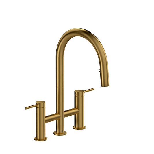 Riobel - Azure Bridge Faucet w/ Spray - Brushed Gold