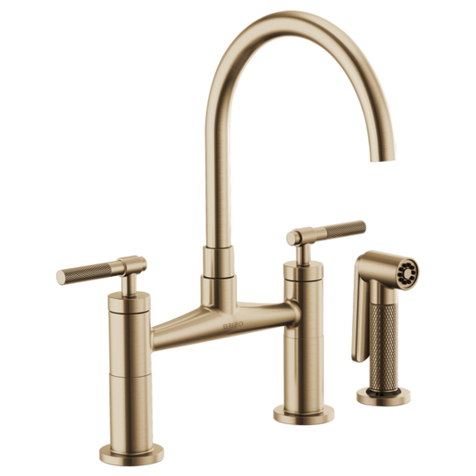 Brizo - Litze - Arc Spout Bridge - Knurled Handle - Luxe Gold