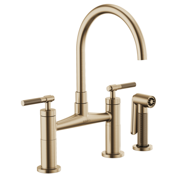 Brizo - Litze - Arc Spout Bridge - Knurled Handle - Luxe Gold