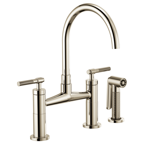 Brizo - Litze - Arc Spout Bridge - Knurled Handle - Polished Nickel