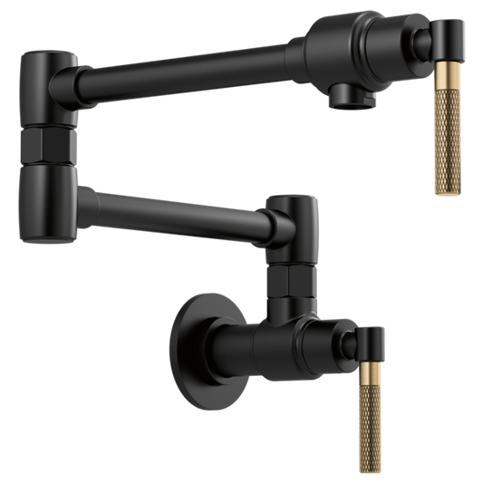 Brizo - Litze  Wall Mounted Pot Filler Matte Black/Luxe Gold