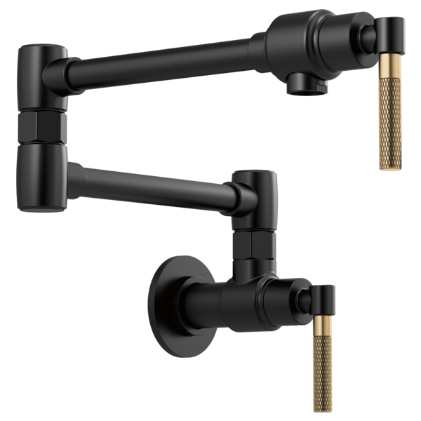 Brizo - Litze  Wall Mounted Pot Filler Matte Black/Luxe Gold