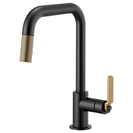 Brizo - Litze - Square Spout Pull-Down - Industrial Handle - Matte Black/Luxe Gold