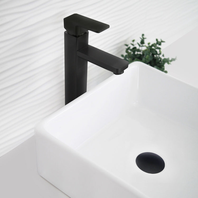 Single Hole Single-Handle Vessel Bathroom Faucet in Matte Black