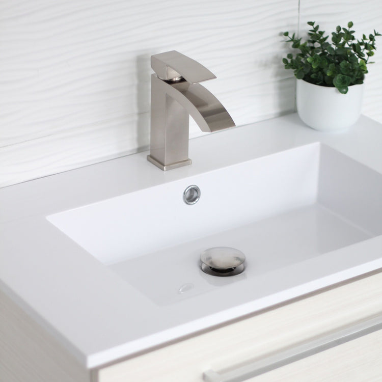 Vessel Sink Pop-Up Drain with Overflow in Brsuhed Nickel Finish