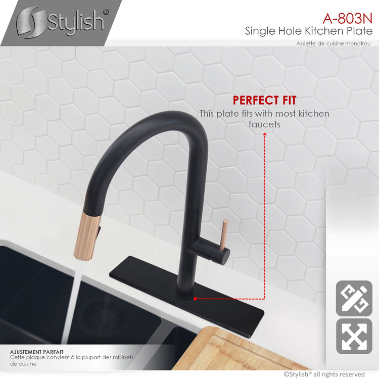 Stylish - Single Hole Kitchen Faucet Plate in Matte Black