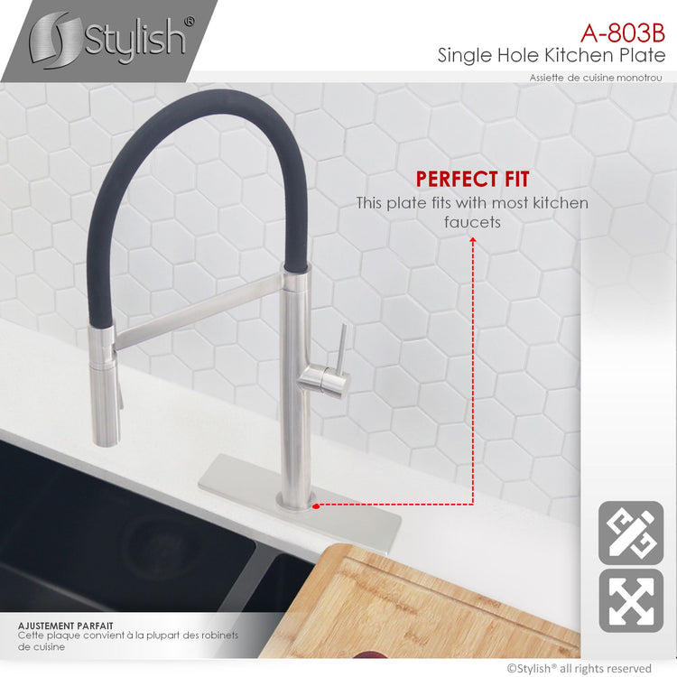 Stylish - Single Hole Kitchen Faucet Plate in Brushed Nickel