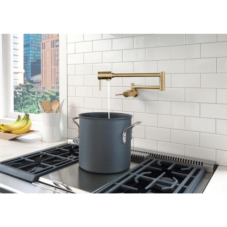 Delta - Contemporary Pot Filler - Wall Mount - Champagne Bronze