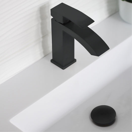 Vessel Sink Pop-Up Drain with Overflow in Matte Black Finish