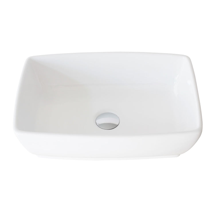 Porcelain Rectangular 19-inches TopMounted Vessel Bathroom Sink White