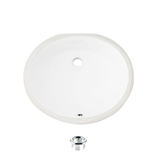 Porcelain Oval 19.5 inch Undermount Bathroom Sink with Overflow