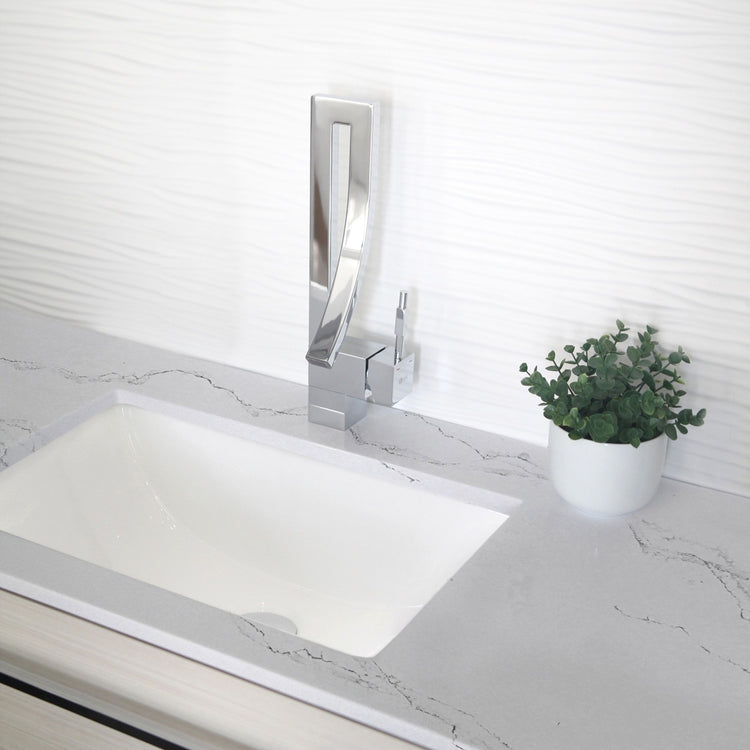 Porcelain Rectangular 18 inch Undermount Bathroom Sink with Overflow