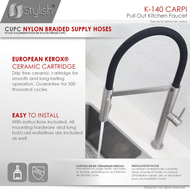 Stylish - Pull Out Single Handle Stainless Steel Kitchen Faucet