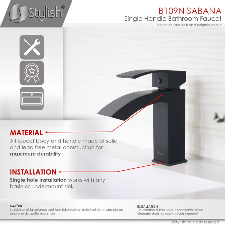 Modern Single Handle Matte Black Bathroom Faucet