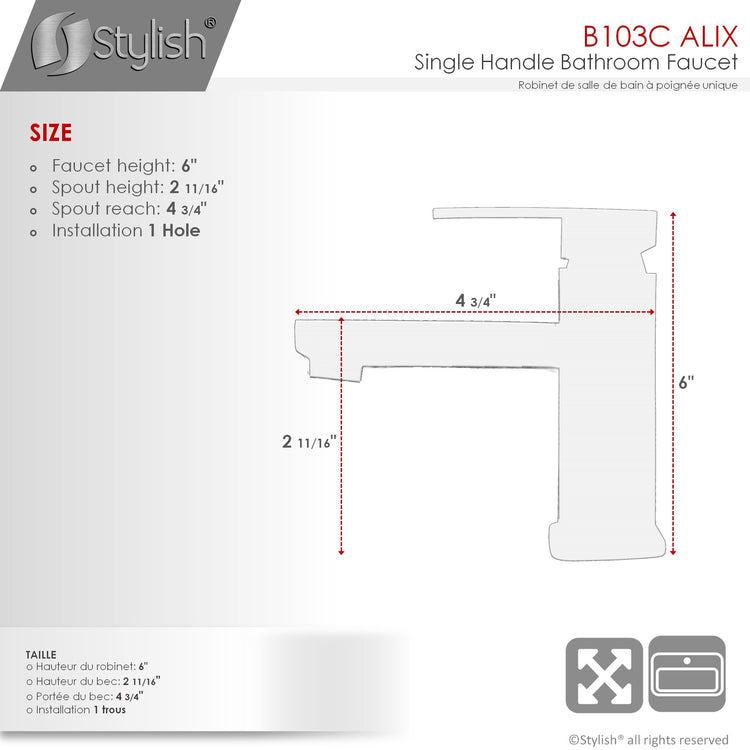 Single Hole Bathroom Faucet Polished Chrome