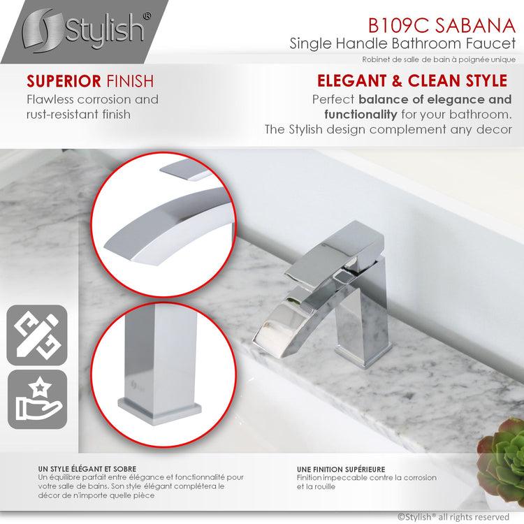 Modern Single Handle Polished Chrome Bathroom Faucet