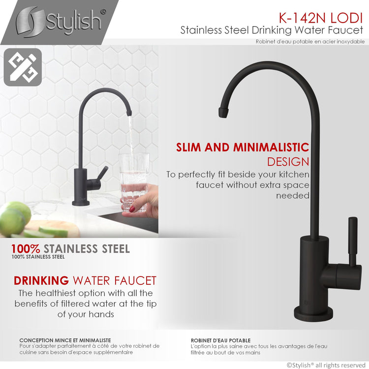 Stylish - Stainless Steel Drinking Water Faucet in Matte Black