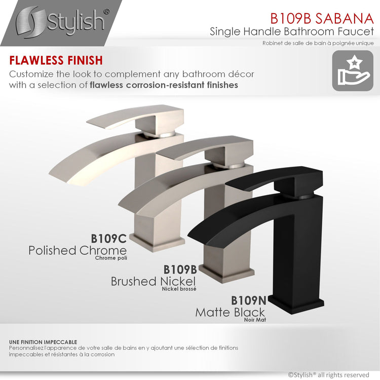 Modern Single Handle Brushed Nickel Bathroom Faucet