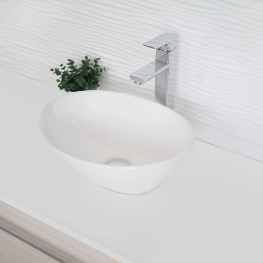 Porcelain Oval 15 3/4-inches TopMounted Vessel Bathroom Sink