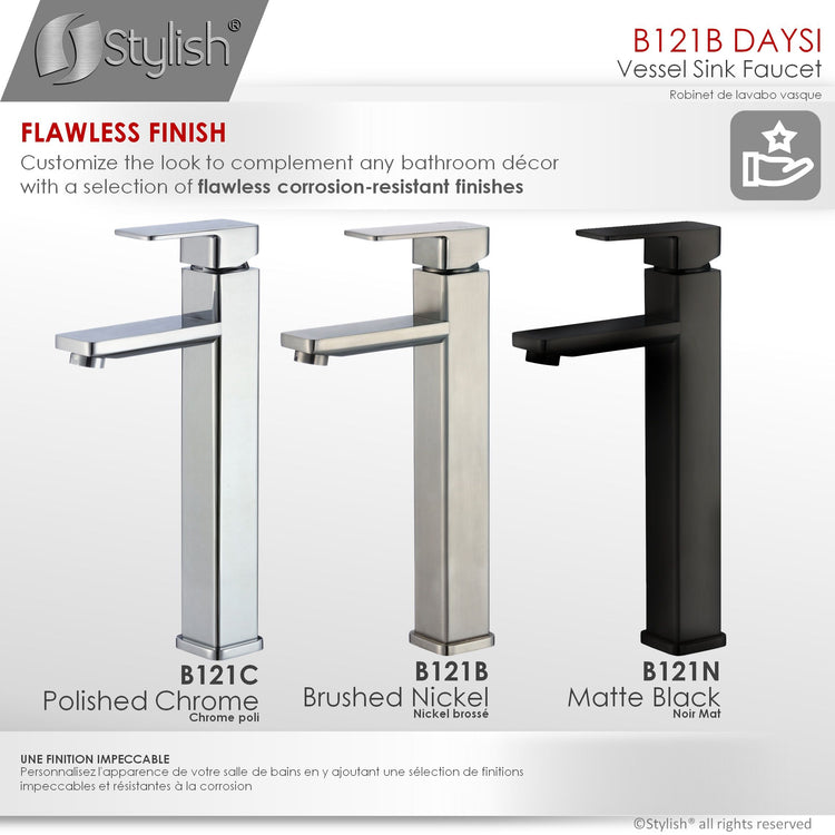 Single Hole Single-Handle Vessel Bathroom Faucet in Brushed Nickel