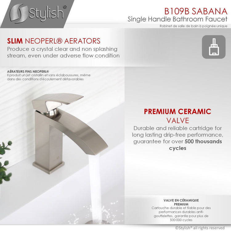 Modern Single Handle Brushed Nickel Bathroom Faucet