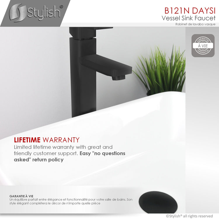 Single Hole Single-Handle Vessel Bathroom Faucet in Matte Black