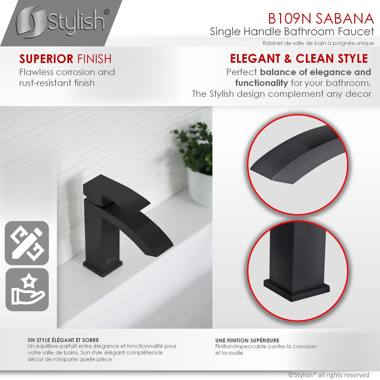 Modern Single Handle Matte Black Bathroom Faucet