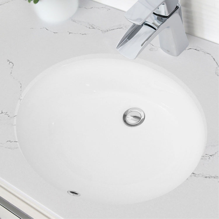 Porcelain Oval 19.5 inch Undermount Bathroom Sink with Overflow