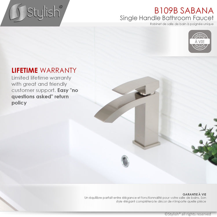 Modern Single Handle Brushed Nickel Bathroom Faucet