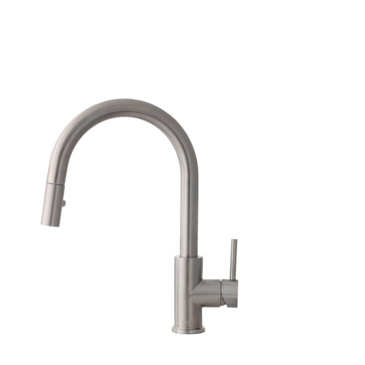 Stylish - Modern Single Handle  Pull down Sprayer  Kitchen Faucet in Stainless Steel