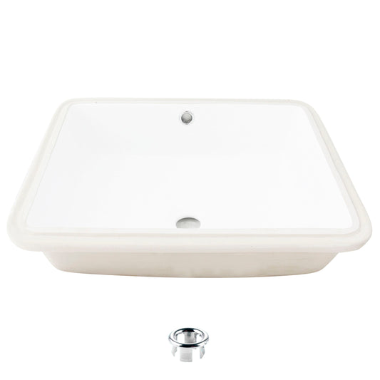 Porcelain Rectangular 20 inch Undermount Bathroom Sink with Overflow