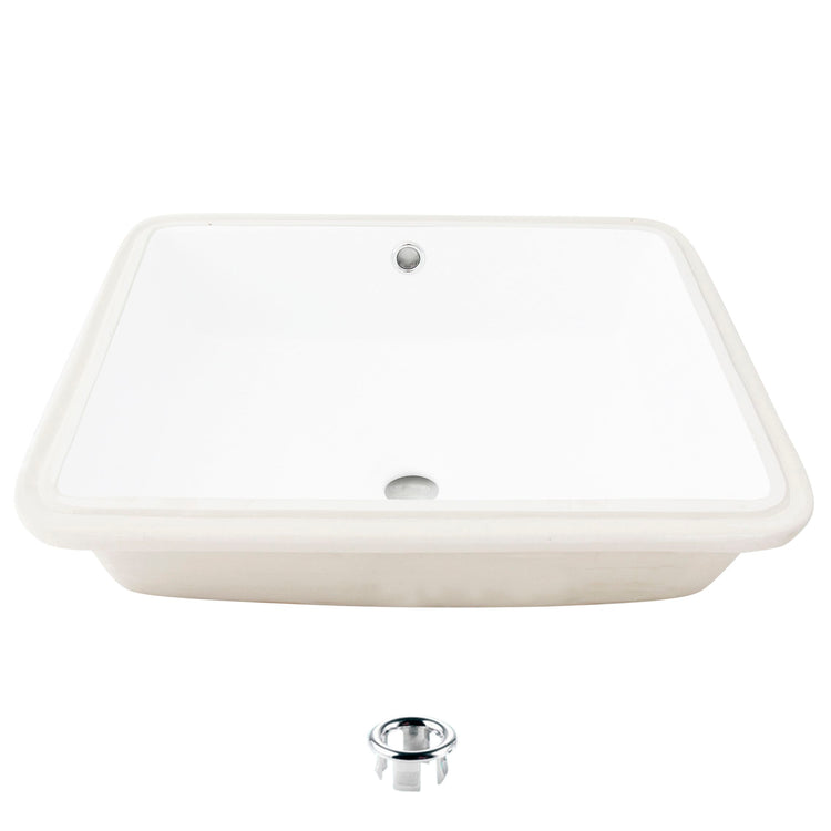 Porcelain Rectangular 20 inch Undermount Bathroom Sink with Overflow