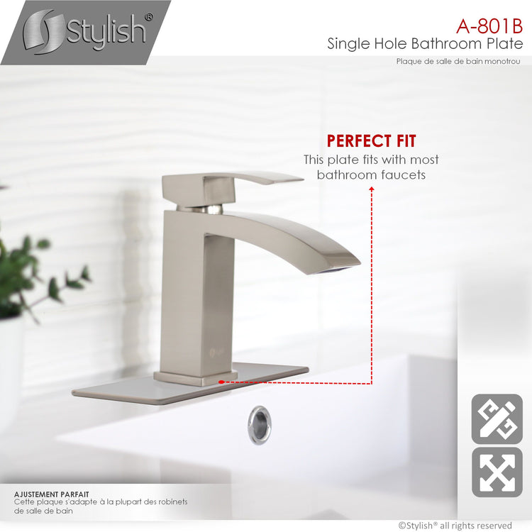 Single Hole Bathroom Faucet Plate in Brushed Nickel