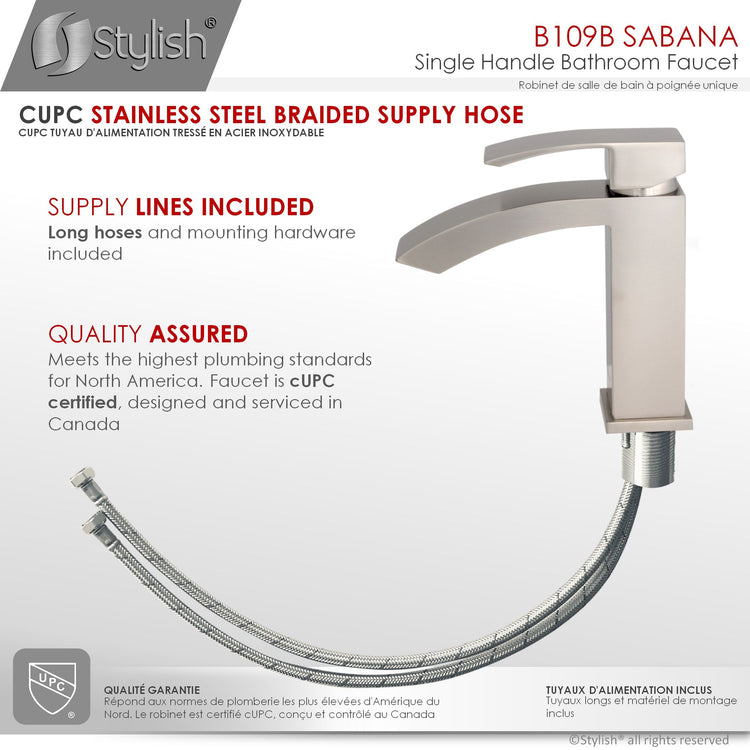 Modern Single Handle Brushed Nickel Bathroom Faucet