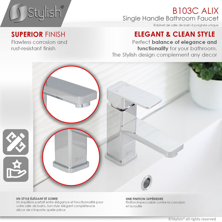 Single Hole Bathroom Faucet Polished Chrome