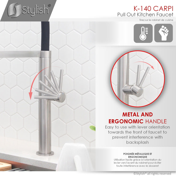 Stylish - Pull Out Single Handle Stainless Steel Kitchen Faucet