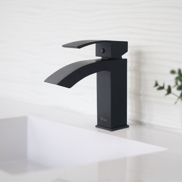 Modern Single Handle Matte Black Bathroom Faucet