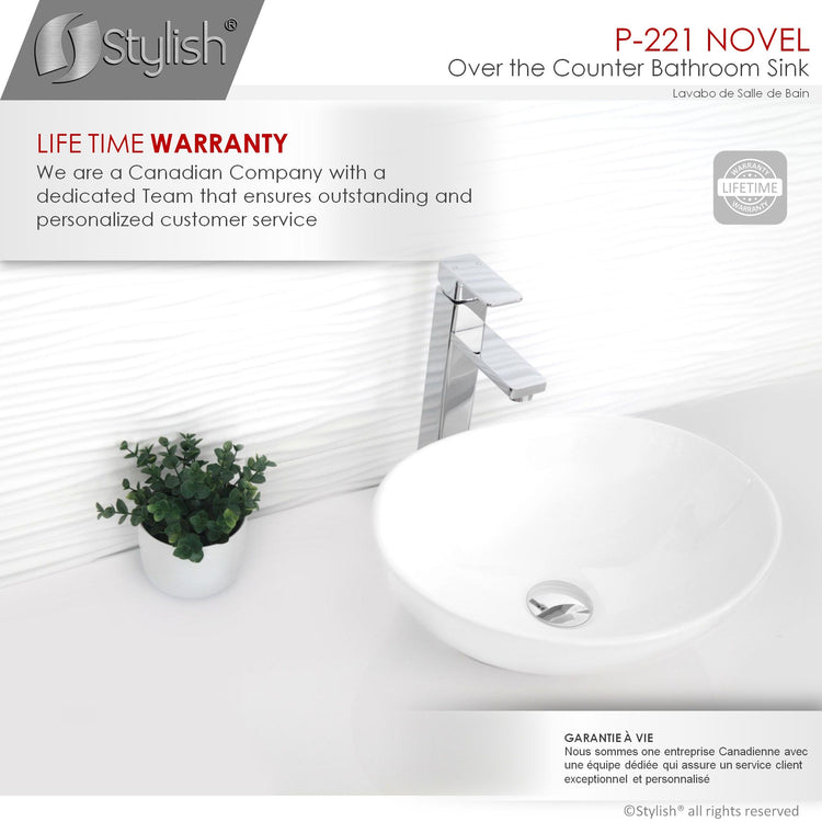 Porcelain Oval 15 3/4-inches TopMounted Vessel Bathroom Sink