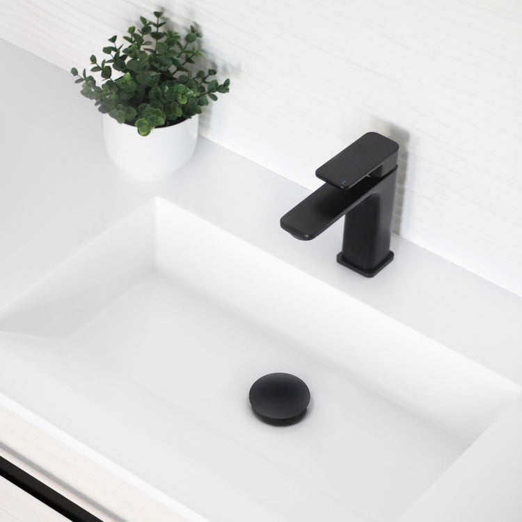 Vessel Sink Pop-Up Drain with Overflow in Matte Black Finish