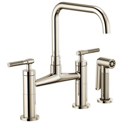 Brizo - Litze - Square Spout Bridge - Knurled Handle - Polished Nickel