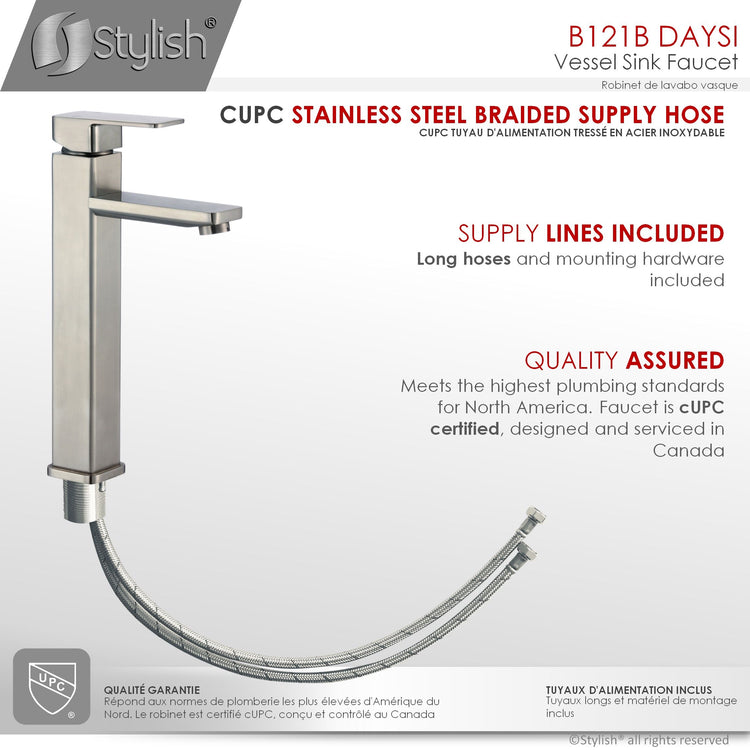 Single Hole Single-Handle Vessel Bathroom Faucet in Brushed Nickel