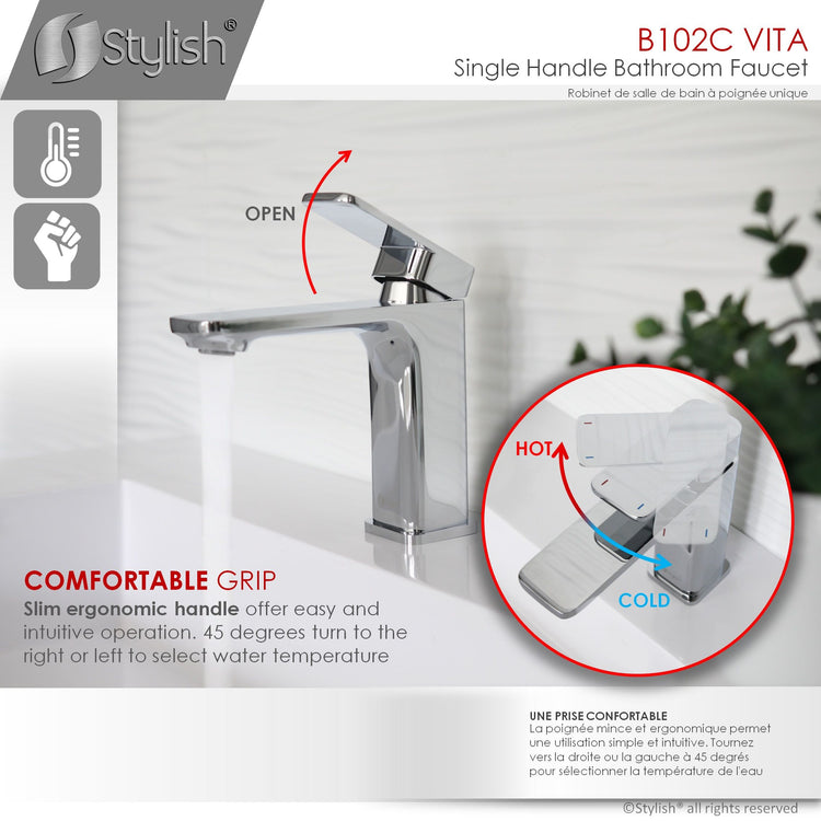 Single Handle Bathroom Faucet Polished Chrome